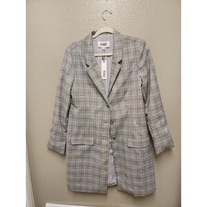 BB Dakota by Steve Madden Plaid to Do It Blazer Coat in Gray Size Med NWT
